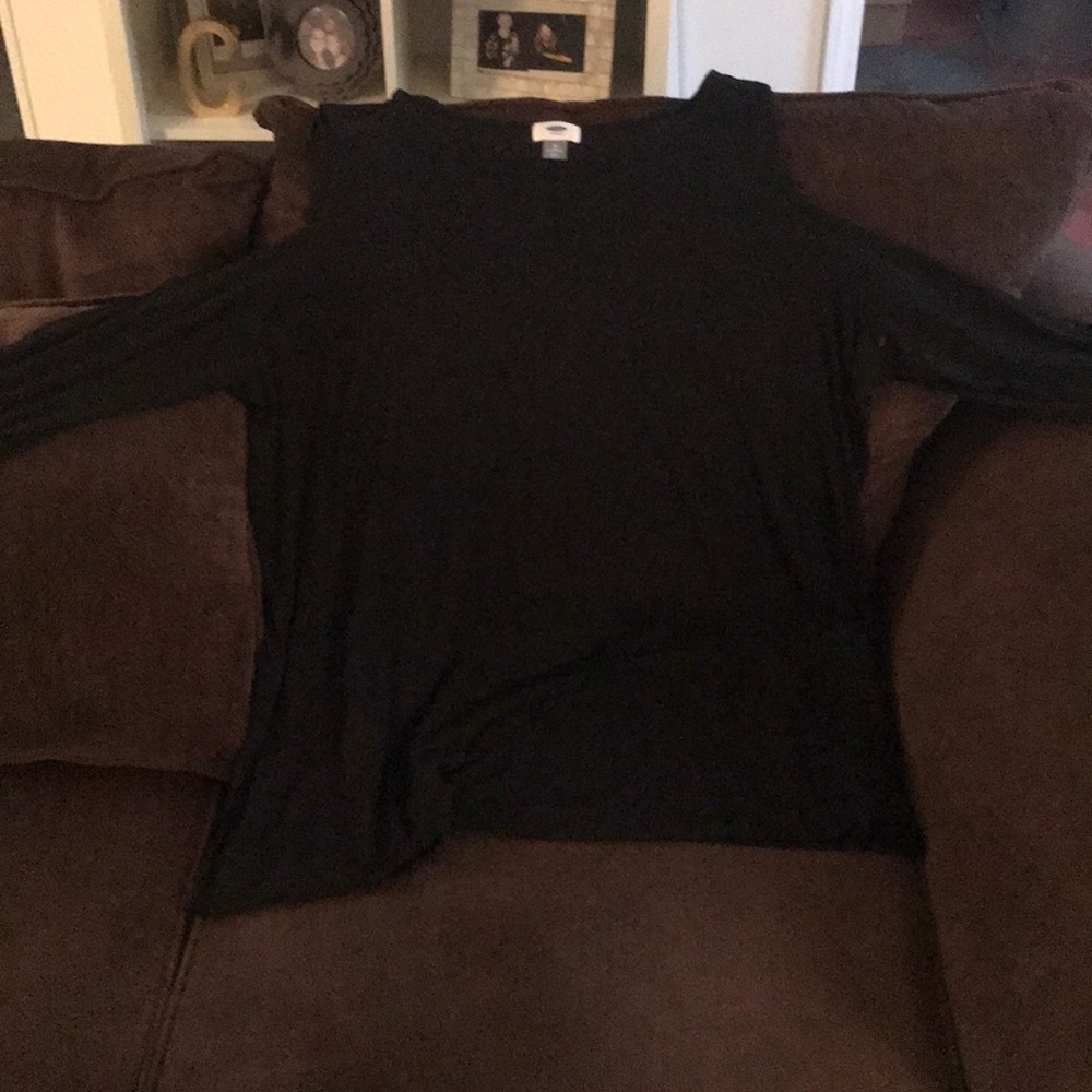 Black cut out shoulder top